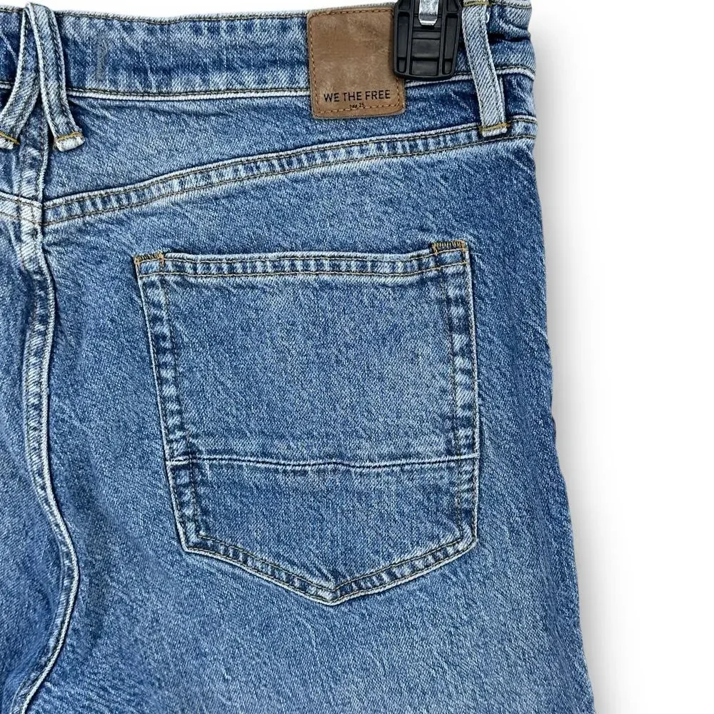 Free People Cuffed Slim Boyfriend Jeans Womens Size 31 Frayed Hole